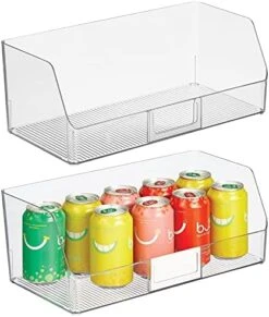 Wide Plastic Kitchen Food Storage Organizer Bin Basket With Open Front And Built-In Label Holder For Cabinets, Pantry - 12 Inch Width - 4 Pack - Clear -Brabantia Shop 51bSOm644iL. AC