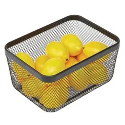 MDesign Steel Food Storage Organizer Bin Mesh Basket, Space Saving For Kitchen Cabinets, Countertop, Pantry, Fridge, Freezer Organization, Canned Food, Sugar, Flour, Meshi Collection - 2 Pack - Black -Brabantia Shop 51bYJJ8L4yL