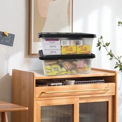 Tyminin Medium Storage Bin With Lid, 14 Quart Plastic Stackable Container Box, 2 Pack -Brabantia Shop 51bqbV0DZCL