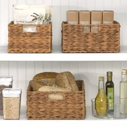 Woven Farmhouse Kitchen Pantry Food Storage Organizer Basket Bin Box - Container Organization For Cabinets, Cupboards, Shelves, Countertops, Store Potatoes, Onions, Fruit, 3 Pack, Camel Brown -Brabantia Shop 51cCHLRVO9L