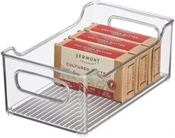 MDesign Wide Plastic Kitchen Storage Container Bins With Handles -Organization In Pantry, Cabinet, Refrigerator Or Freezer Shelves - Food Organizer For Fruit, Yogurt, Squeeze Pouches - Clear -Brabantia Shop 51cJfCnFL. AC