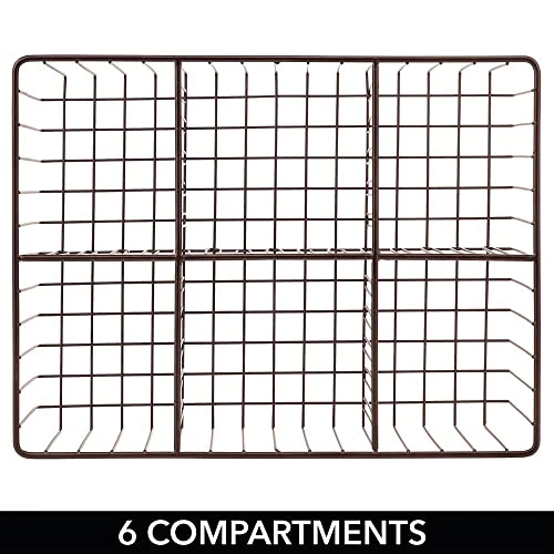 MDesign Farmhouse Decor Metal Wire Food Organizer Storage Bin Baskets For Kitchen Cabinets, Pantry, Bathroom, Laundry Room, Closets, Garage, 6 Sections - Bronze 3 MDesign Farmhouse Decor Metal Wire Food Organizer Storage Bin Baskets For Kitchen Cabinets, Pantry, Bathroom, Laundry Room, Closets, Garage, 6 Sections - Bronze - Image 3