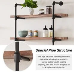 Homissue 31.5-Inch Industrial Pipe Shelf, 3-Shelf Metal Bookcases Furniture, Retro Brown -Brabantia Shop 51ducmWHlsL