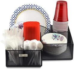 ELTOW Countertop Silverware Caddy W/Handle, 8 Compartment Paper Plate & Cutlery Caddy For Plates, Bowls, Forks, Spoons, Knives, Napkins, Flatware & Utensil Holder For Party, Picnic, Home, RV - Black 16 ELTOW Countertop Silverware Caddy W/Handle, 8 Compartment Paper Plate & Cutlery Caddy For Plates, Bowls, Forks, Spoons, Knives, Napkins, Flatware & Utensil Holder For Party, Picnic, Home, RV - Black -Brabantia Shop 51dyBDozvjL. AC