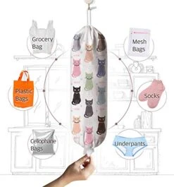 Cute Cat Grocery Bag Storage Holder, Grocery Shopping Bags Carrier,Plastic Bag Dispenser Garbage Bag Organizer For Kitchen Cat Home Kitchen Décor, Gifts For Women Mom Family Friends 23"x9" -Brabantia Shop 51eUKfP0ukL