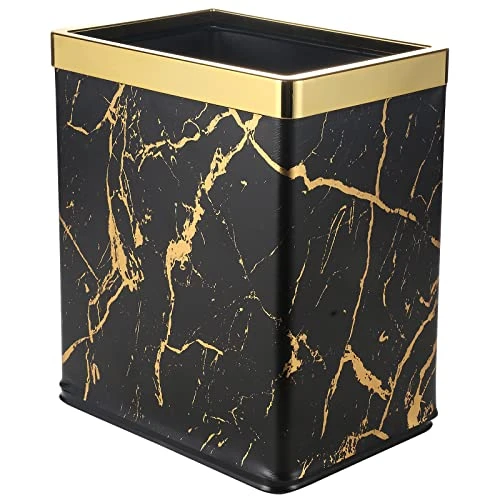 Huaqinglian Small Office Trash Can Bedroom Wastebasket,Rectangle Slim Bathroom Kitchen Garbage Can 2.6Gallon(Black Marble) 8 Huaqinglian Small Office Trash Can Bedroom Wastebasket,Rectangle Slim Bathroom Kitchen Garbage Can 2.6Gallon(Black Marble) - Image 8