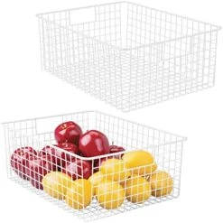 MDesign Metal Wire Food Storage Basket Organizer With Handles For Organizing Kitchen Cabinets, Pantry Shelf, Bathroom, Laundry Room, Closets, Garage - Concerto Collection - 2 Pack - Black -Brabantia Shop 51f2n0Sl4eL. AC