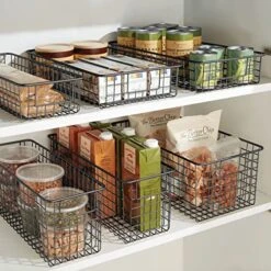 Slim Metal Wire Food Storage Organizer Basket With Handles For Organization In Kitchen Cabinets, Pantry Shelf, Bathroom, Laundry Room, Closets, Garage - Concerto Collection - Matte Black -Brabantia Shop 51f7ncSAqVL