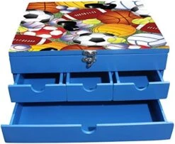 Enigmatic Woodworks Multi Drawer Wood Lotus Storage Box, Blue -Brabantia Shop 51fLE7j1g L. AC