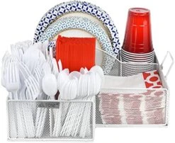 ELTOW Countertop Silverware Caddy W/Handle, 8 Compartment Paper Plate & Cutlery Caddy For Plates, Bowls, Forks, Spoons, Knives, Napkins, Flatware & Utensil Holder For Party, Picnic, Home, RV - Black 15 ELTOW Countertop Silverware Caddy W/Handle, 8 Compartment Paper Plate & Cutlery Caddy For Plates, Bowls, Forks, Spoons, Knives, Napkins, Flatware & Utensil Holder For Party, Picnic, Home, RV - Black -Brabantia Shop 51fcS69Vo1L. AC