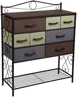 Household Essentials Victoria Dresser Tower Storage Organizer With 8 Multicolor Drawers Black Metal Frame And Mid Century Walnut Wood Grain Top -Brabantia Shop 51fet6PEqEL. AC