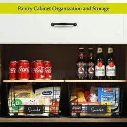 2 Set Stackable Kitchen Counter Basket With Bamboo Top - Pantry Organization And Storage Wire Organizing Basket - Cabinet Countertop Organizer Bins For Produce, Fruit, Vegetable (Onion, Potato), Bread -Brabantia Shop 51gRJ6ipooL