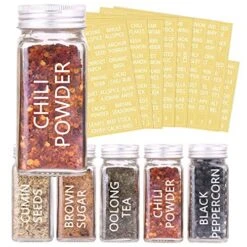 SWOMMOLY 66 Glass Spice Jars With 703 Spice Labels, Chalk Marker And Funnel Complete Set. 66 Square Glass Jars 4oz, Airtight Cap, Pour/sift Shaker Lid -Brabantia Shop 51gVfeH7BrL