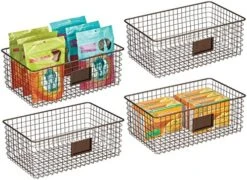 Square Steel Wired Storage Organizer Bin Baskets With Label Slot For Kitchen Pantry, Cabinet, Organizing Holder For Food, Drinks, Snacks, Produce, Omaha Collection, 4 Pack, Matte Black -Brabantia Shop 51gaoCxc7LL. AC