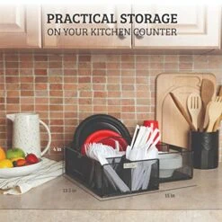 ELTOW Countertop Silverware Caddy W/Handle, 8 Compartment Paper Plate & Cutlery Caddy For Plates, Bowls, Forks, Spoons, Knives, Napkins, Flatware & Utensil Holder For Party, Picnic, Home, RV - Black 13 ELTOW Countertop Silverware Caddy W/Handle, 8 Compartment Paper Plate & Cutlery Caddy For Plates, Bowls, Forks, Spoons, Knives, Napkins, Flatware & Utensil Holder For Party, Picnic, Home, RV - Black -Brabantia Shop 51h5uPBqLmL