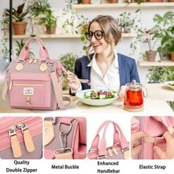 SunUnion Lunch Bag, Cute Insulated, Large Lunch Tote For Work, Leak Proof Lunch Box For Women, Lunch Purse, Cooler Bag With Side Pockets And Shoulder Strap For Picnic Office(Pink) -Brabantia Shop 51hbNHNHIGL