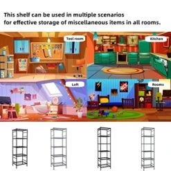 5-Wire Shelving Metal Storage Rack Shelves, Standing Storage Shelf Units For Laundry Bathroom Kitchen Pantry Closet(Black) -Brabantia Shop 51hcKQfcocL