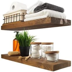 BAOBAB WORKSHOP Bundle - 2 Items: Wood And Wire Baskets With Floating Shelves For Bathroom Decor, Toilet Paper Storage, Living Room Bedroom And Kitchen -Brabantia Shop 51hth4QiLKL