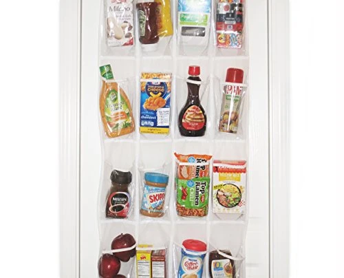 Over-The-Door Hanging White Pantry Organizer And Kitchen Storage Unit With 24 Crystal-Clear Vinyl Pockets And 3 Metal Hooks 5 Over-The-Door Hanging White Pantry Organizer And Kitchen Storage Unit With 24 Crystal-Clear Vinyl Pockets And 3 Metal Hooks - Image 5