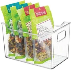 MDesign Wide Plastic Kitchen Storage Container Bins With Handles -Organization In Pantry, Cabinet, Refrigerator Or Freezer Shelves - Food Organizer For Fruit, Yogurt, Squeeze Pouches - Clear -Brabantia Shop 51hzTYqbBeL. AC