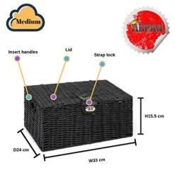 ARPAN Medium Resin Woven Storage Basket Box With Lid & Lock - Black -Brabantia Shop 51i5eyeGTQL