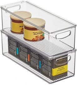 Plastic Deep Storage Bin Box Container With Lid And Built-In Handles - Organization For Fruit, Snacks, Or Food In Kitchen Pantry, Cabinet, Or Cupboard, Ligne Collection, 2 Pack, Clear/White -Brabantia Shop 51iF6D 5bvL. AC