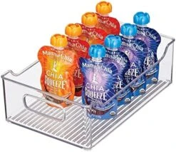 MDesign Wide Plastic Kitchen Storage Container Bins With Handles -Organization In Pantry, Cabinet, Refrigerator Or Freezer Shelves - Food Organizer For Fruit, Yogurt, Squeeze Pouches - Clear -Brabantia Shop 51ijwAYLhL. AC