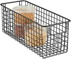 Slim Metal Wire Food Storage Organizer Basket With Handles For Organization In Kitchen Cabinets, Pantry Shelf, Bathroom, Laundry Room, Closets, Garage - Concerto Collection - Matte Black -Brabantia Shop 51j8F1Lfg2L. AC
