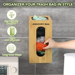 AMEY Grocery Bag Dispenser Plastic Bag Holders For Grocery Bags - Bamboo Trash Bag Dispenser, Can Hold 50-60 Used Shopping Bags - Large Opening & Slot - 4.5”x6.5 X14” -Brabantia Shop 51jN3AQaxGL