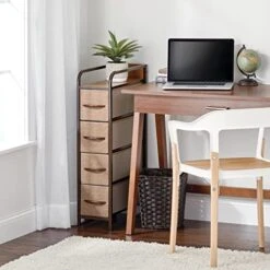 MDesign Slim Steel Frame Organizer Dresser Unit, 4 Removable Fabric Drawers/Metal Top, Furniture For Entryway, Hallway, Bedroom, Office, Closet Organization, Lido Collection, Coffee/Espresso Brown -Brabantia Shop 51jO2IGmXYL