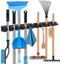 HYRIXDIRECT Wall Mount Broom Mop Holder Hanger Garden Tool Organizers Rack Garage Laundry Room Organizations And Storage With Hooks Heavy Duty -Brabantia Shop 51jZVKc XAL. AC