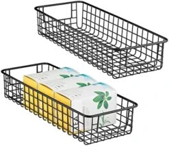 MDesign Metal Wire Food Storage Basket Organizer With Handles For Organizing Kitchen Cabinets, Pantry Shelf, Bathroom, Laundry Room, Closets, Garage - Concerto Collection - 2 Pack - Black -Brabantia Shop 51jgtziecL. AC