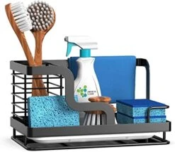 BSKSSK Sink Caddy, Kitchen Sink Organizer Sponge Holder, Dish Soap Scrubber Holder With Removable Drain Pan, Sink Brush Holder Kitchen Sink Stainless Steel For Sponge, Soap, Dishcloth, Scrubber-Black -Brabantia Shop 51kENjaBwGL. AC