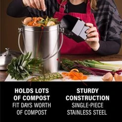 EPICA Countertop Compost Bin Kitchen | 1.3 Gallon | Odorless Composting Bin With Carbon Filters | Indoor Compost Bin With Lid | Stainless Steel Kitchen Composter For Food Scraps & Waste Recycling -Brabantia Shop 51kFYtdGe7L