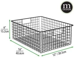 MDesign Metal Wire Food Storage Basket Organizer With Handles For Organizing Kitchen Cabinets, Pantry Shelf, Bathroom, Laundry Room, Closets, Garage - Concerto Collection - 2 Pack - Black -Brabantia Shop 51kL7tklqGL