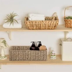 HOMESTEAD Water Hyacinth Storage Baskets, Long Narrow Rectangular Wicker Baskets For Bedroom, Living Room, Bathroom, Shelves - Set Of 2 -Brabantia Shop 51kN22MdkVL