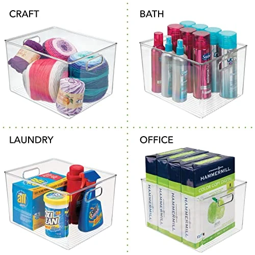 Plastic Storage Organizer Container Bin For Kitchen Organization In Pantry, Cabinet, Countertop Fridge, Refrigerator, And Freezer - Hold Food, Drink, Or Snacks, Ligne Collection, 4 Pack, Clear 6 Plastic Storage Organizer Container Bin For Kitchen Organization In Pantry, Cabinet, Countertop Fridge, Refrigerator, And Freezer - Hold Food, Drink, Or Snacks, Ligne Collection, 4 Pack, Clear - Image 6