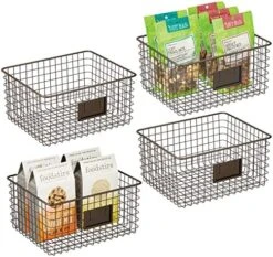 Square Steel Wired Storage Organizer Bin Baskets With Label Slot For Kitchen Pantry, Cabinet, Organizing Holder For Food, Drinks, Snacks, Produce, Omaha Collection, 4 Pack, Matte Black -Brabantia Shop 51kyqEgNUBL. AC