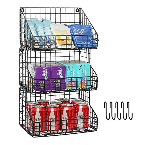 X-cosrack 3 Tier Stackable Tea Bag Organizer Large Size With 5 Hooks Metal Wire Basket Coffee Snack Rack Holder Countertop Caddy Bin Wall Mount Shelf For Office Kitchen Cabinet Pantry Patent Desgin, 11.8x7.8x22 Inch 1 X-cosrack 3 Tier Stackable Tea Bag Organizer Large Size With 5 Hooks Metal Wire Basket Coffee Snack Rack Holder Countertop Caddy Bin Wall Mount Shelf For Office Kitchen Cabinet Pantry Patent Desgin, 11.8x7.8x22 Inch