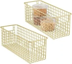 MDesign Metal Wire Food Storage Basket Organizer With Handles For Organizing Kitchen Cabinets, Pantry Shelf, Bathroom, Laundry Room, Closets, Garage - Concerto Collection - 2 Pack - Black -Brabantia Shop 51m1dfGpy L. AC