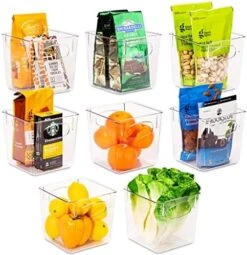 Square Refrigerator Organizer Bins - Clear Plastic Pantry, Cabinet & Fridge Organizer For Kitchen Organization And Storage - Versatile Lightweight Bath, Makeup, Food & Snack Organizer (4 Pack) -Brabantia Shop 51m1imCvftL. AC