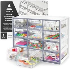 Arteza Desk Drawer Organizer, Multipurpose 12-Drawer Cabinet For Makeup Storage, Tools, And Art Supplies, 9.21in X 16.22in X 12.79in 14 Arteza Desk Drawer Organizer, Multipurpose 12-Drawer Cabinet For Makeup Storage, Tools, And Art Supplies, 9.21in X 16.22in X 12.79in -Brabantia Shop 51mMI9rAMvL. AC