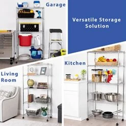 Seville Classics 5-Tier Wire Shelving With Wheels, 5-Tier, 30"" W X 14"" D (NEW MODEL), Chrome Plating, Plated Steel -Brabantia Shop 51mZVdCUcLL