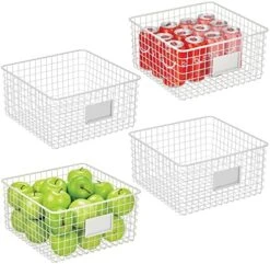 Square Steel Wired Storage Organizer Bin Baskets With Label Slot For Kitchen Pantry, Cabinet, Organizing Holder For Food, Drinks, Snacks, Produce, Omaha Collection, 4 Pack, Matte Black -Brabantia Shop 51msBV1wU4L. AC