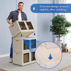 FLEXIMOUNTS 19 Gal Collapsible Plastic Storage Bins, 3-Pack Stackable Storage Bins, Milky White Cube Storage Organizer, Closet Organizers And Storage With Doors, Folding Toy Storage Box -Brabantia Shop 51n2Kk7aCpL