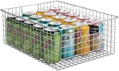 Slim Metal Wire Food Storage Organizer Basket With Handles For Organization In Kitchen Cabinets, Pantry Shelf, Bathroom, Laundry Room, Closets, Garage - Concerto Collection - Matte Black -Brabantia Shop 51n8JCR8cgL. AC