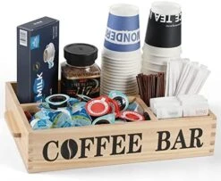 UTSAULT Coffee Station Organizer, Wood Coffee Bar Organizer Coffee Station Organizer For Countertop, Farmhouse Coffee Bar Accessories K Cup Organizer With Handle -Brabantia Shop 51nHhvrPWxL. AC