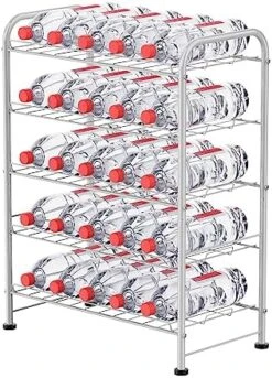 5 Tier Water Bottle Organizer Small Water Bottle Holder Stand Freestanding Metal Bottled Water Rack Dispenser For Kitchen, Pantry Organization And Storage, Silver -Brabantia Shop 51nJ0UTemFL. AC