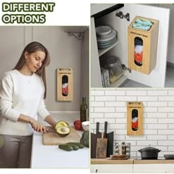 AMEY Grocery Bag Dispenser Plastic Bag Holders For Grocery Bags - Bamboo Trash Bag Dispenser, Can Hold 50-60 Used Shopping Bags - Large Opening & Slot - 4.5”x6.5 X14” -Brabantia Shop 51nRZtsW2DL