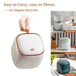 Mini Countertop Trash Can With 5 Rolls Of Trash Bags, Waste Can With Press Type Lid, 0.5 Gallon/1.5 Liter Wastebasket Trash Can Dispenser, Mini Bin For Bathroom Vanity,Coffee Table (White) -Brabantia Shop 51nT7JleXnL